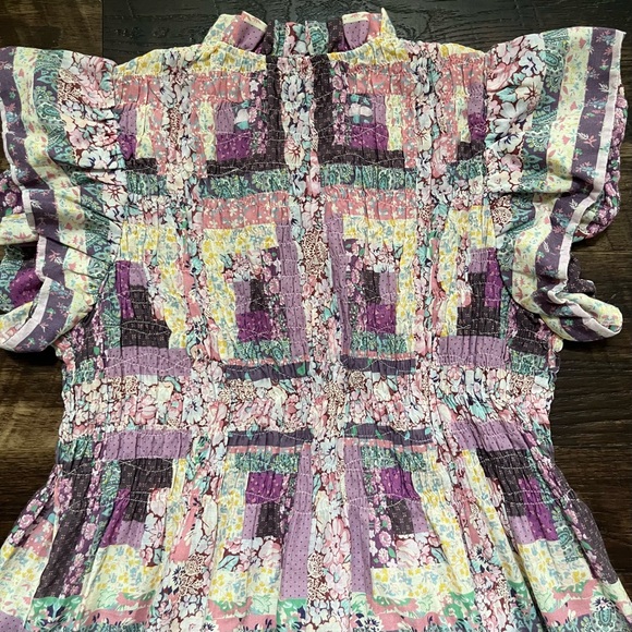 Sea New York Naya patchwork vintage flutter sleeve ruffle dress XS cottagecore - Picture 10 of 10